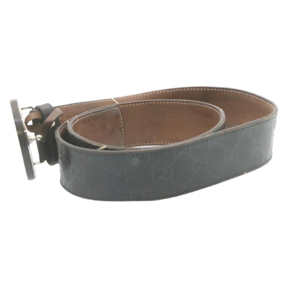 GUCCI GG Canvas Interlocking Belt PVC Leather Black Auth - Picture 3 of 10